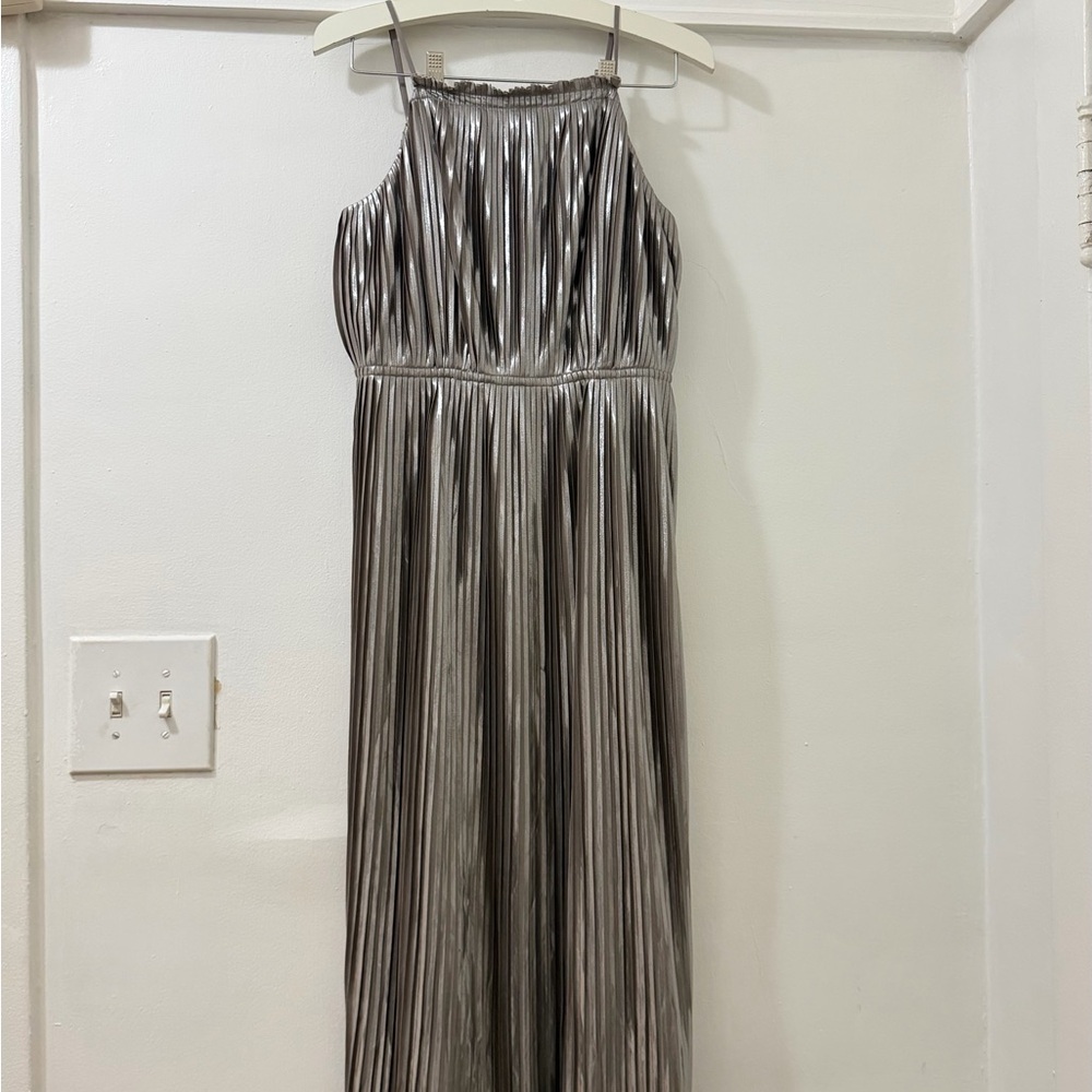 Banana Republic Silver Pleated Dress